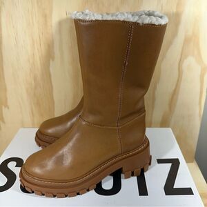 Schutz Juany Brown Platform Winter Boots Women’s Size 5 New in Box